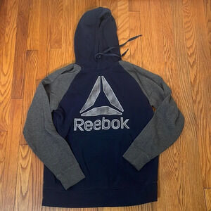 Reebok Sweatshirt Blue Hoodie Pullover Crossfit Logo Men’s M